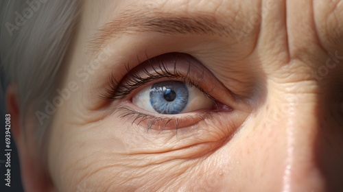 closeup shot of senior woman eye, close up of older woman face