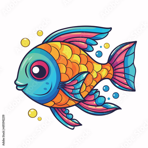 Colorful cartoon fish isolated on a white background. Vector illustration.