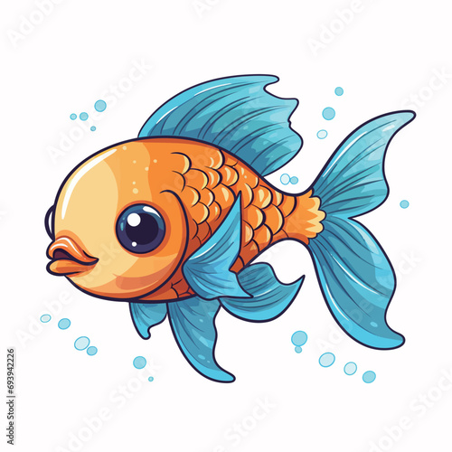 Colorful cartoon fish on white background. Vector illustration for your design