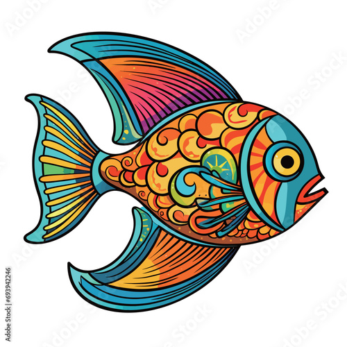 Colorful fish on a white background. Isolated vector illustration.