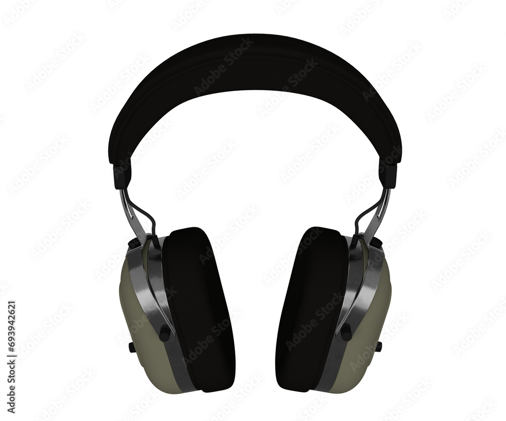 3d rendering retro headphones, old technology concept 3d rendering retro headphones, old technology concept