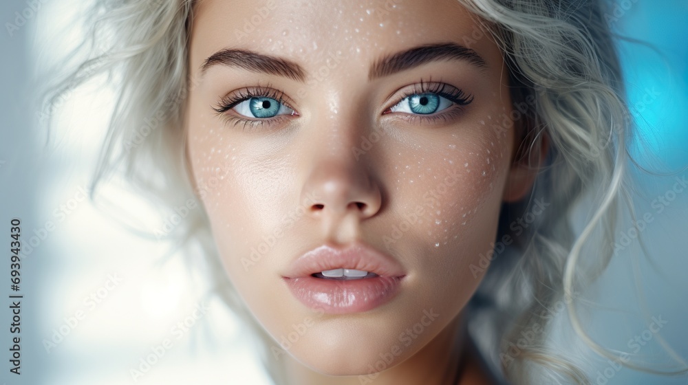 young beautiful blonde woman with perfect skin and blue eyes portrait, beauty and skincare concept young beautiful blonde woman with perfect skin and blue eyes portrait, beauty and skincare concept
