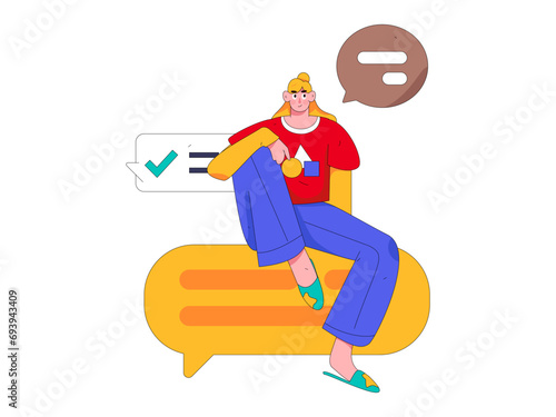 Virtual characters social communication concept business flat vector hand drawn illustration
