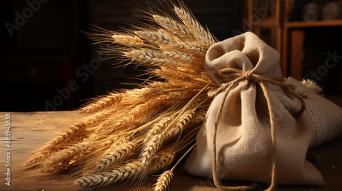 wheat in bags. harvest concept, agriculture, agrocomplexes, grain sales photo