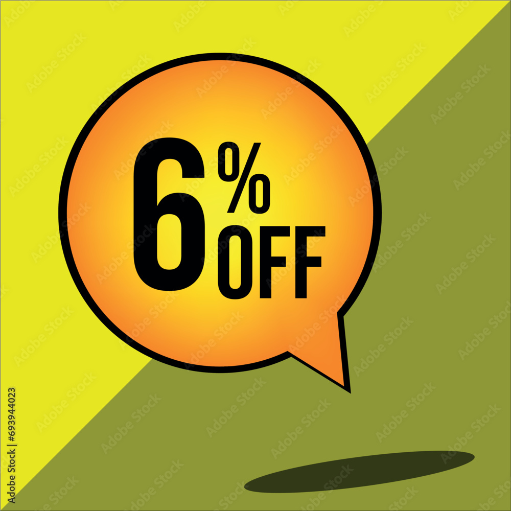 6% off a yellow balloon with black numbers
6% off a yellow balloon with black numbers