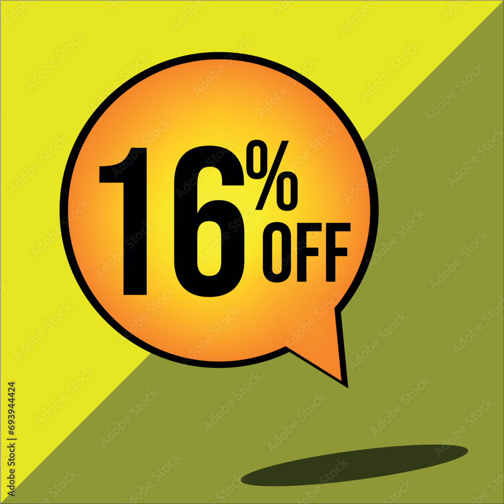 16% off a yellow balloon with black numbers 16% off a yellow balloon with black numbers