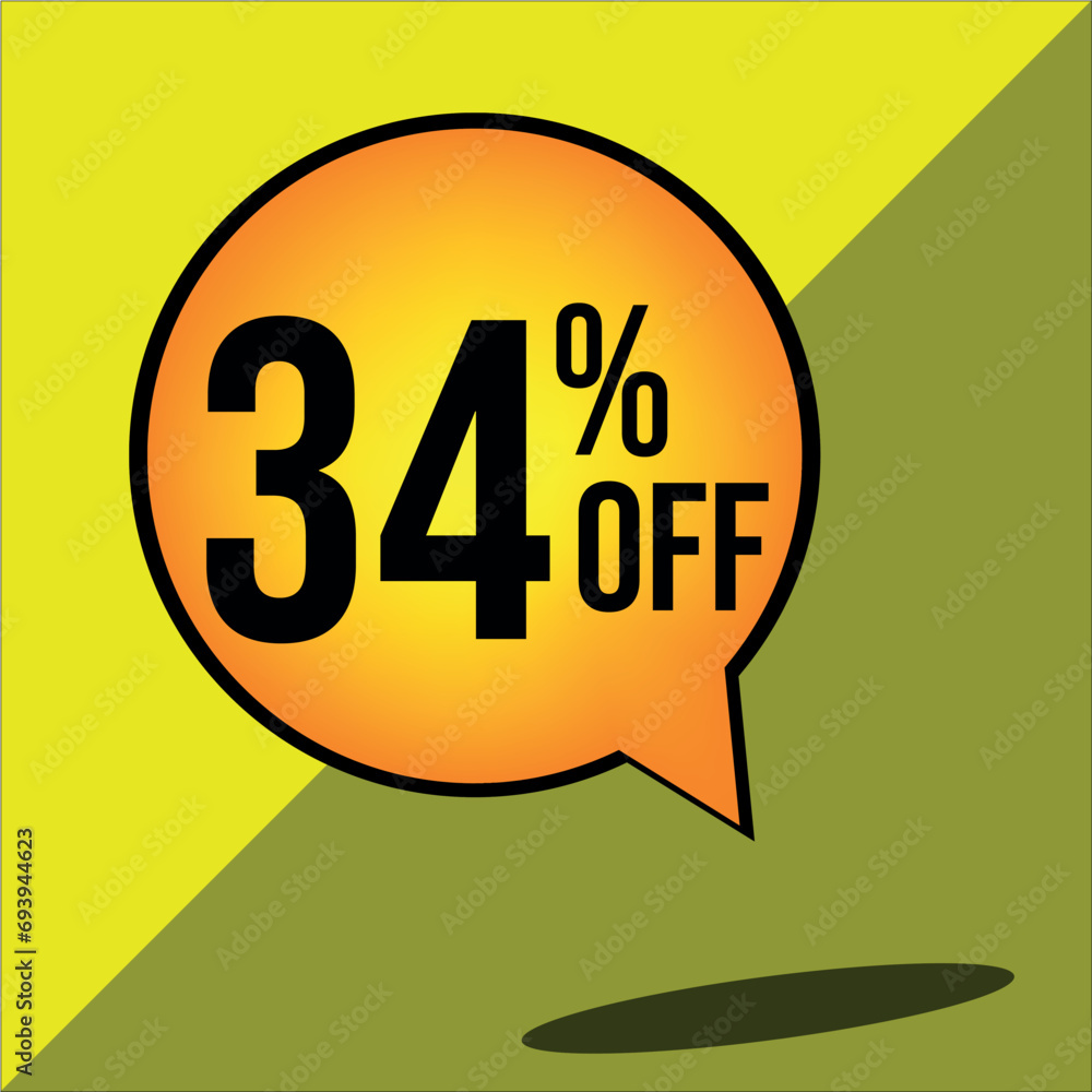 34% off a yellow balloon with black numbers
34% off a yellow balloon with black numbers