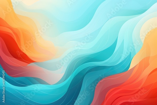 abstract background with smooth lines in blue, orange and yellow colors. abstract background for Wave All Your Fingers at Your Neighbor Day.  photo