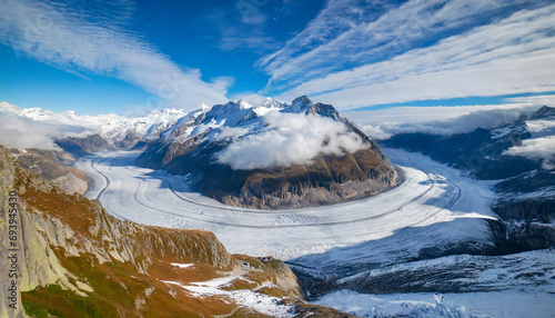 Aletsch gletsjer in de herfst