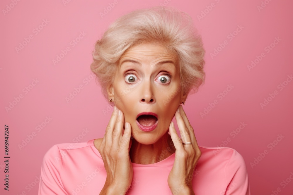Shocked expression of senior woman Shocked expression of senior woman