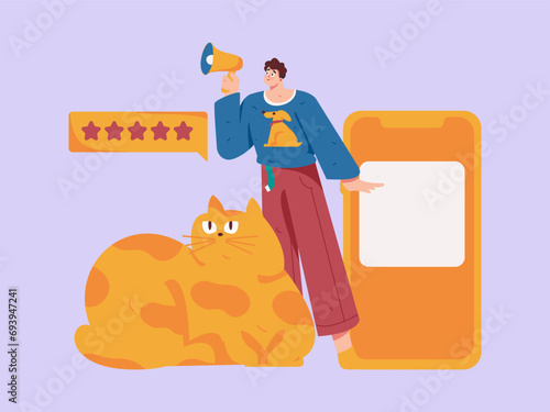 Virtual characters social communication concept business flat vector hand drawn illustration
