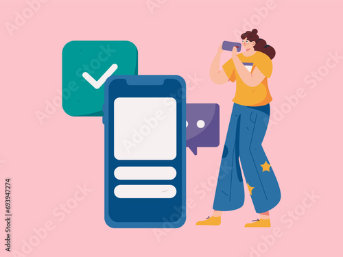 Virtual characters social communication concept business flat vector hand drawn illustration
