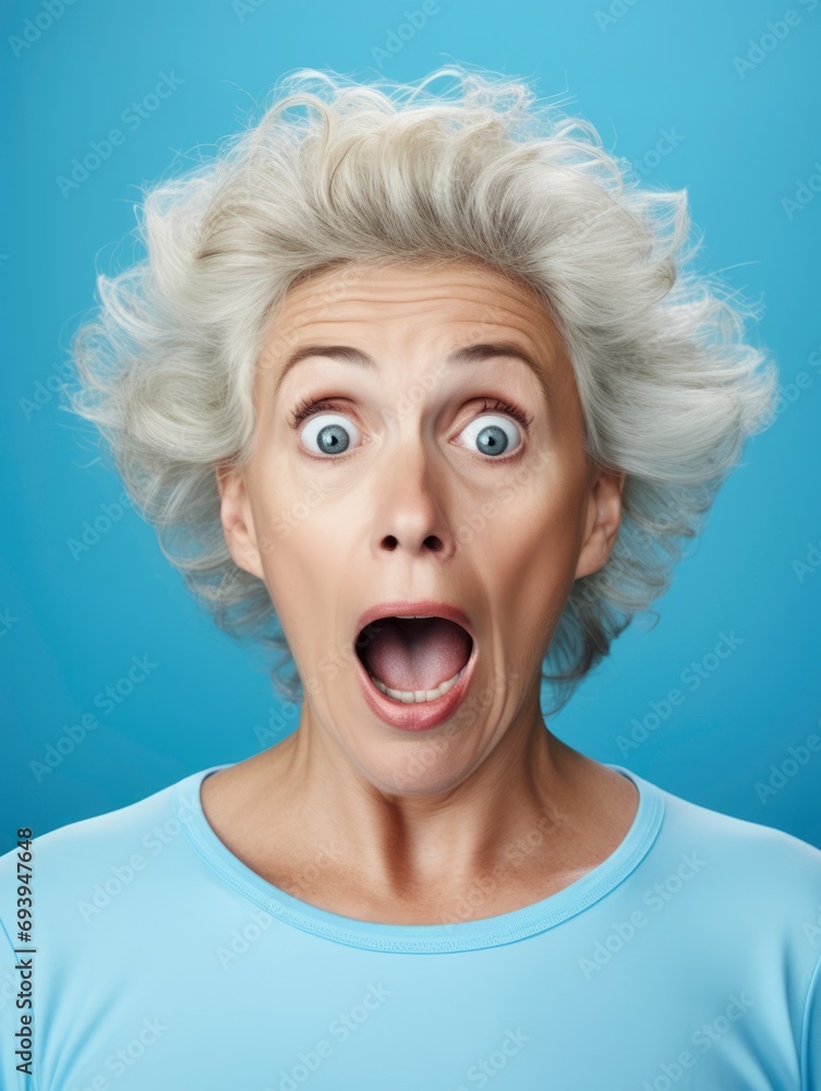Shocked expression of senior woman Shocked expression of senior woman