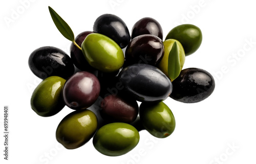 Black and green olives isolated on a white background