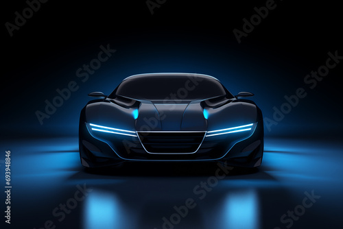 black sports or luxury car wallpaper with a fantastic blue light effect background © degungpranasiwi