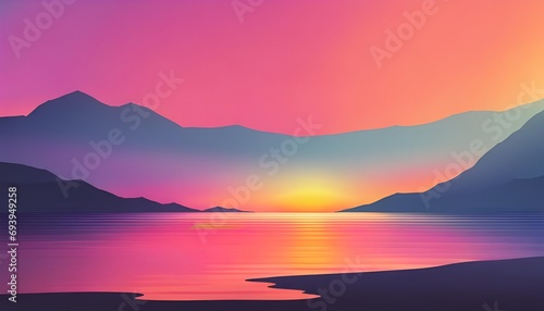 sunset reflected in a still mountain lake