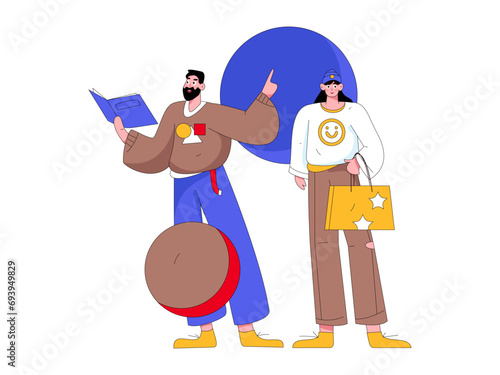 Virtual characters social communication concept business flat vector hand drawn illustration
