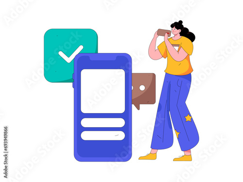 Virtual characters social communication concept business flat vector hand drawn illustration
