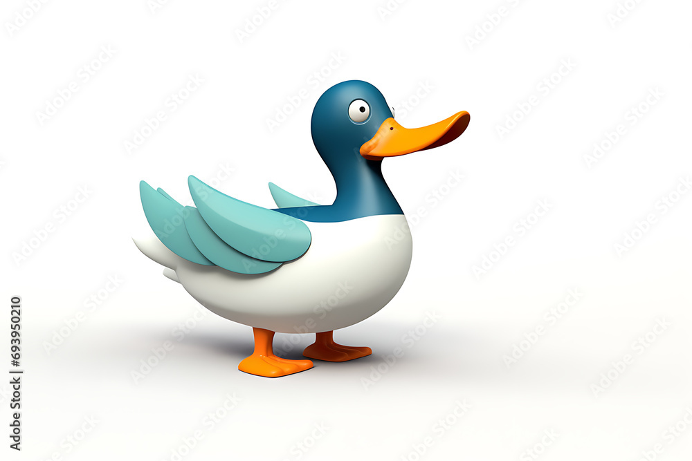 Cheerful Cartoon Duck, Soft Pop Style Cheerful Cartoon Duck, Soft Pop Style