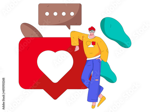 Virtual characters social communication concept business flat vector hand drawn illustration
