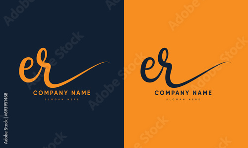 ER initial letter handwriting and signature logo