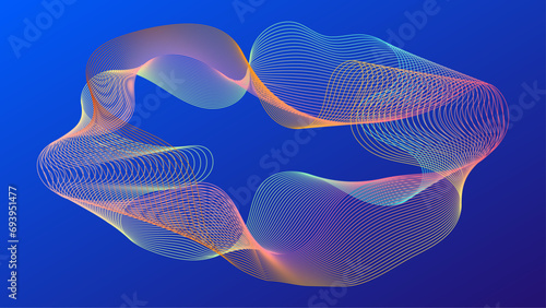 Blue yellow and purple violet music soundwave background design. Sound flyer with abstract gradient line waves