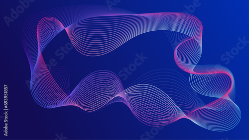 Blue and purple violet music soundwave background design. Sound flyer with abstract gradient line waves