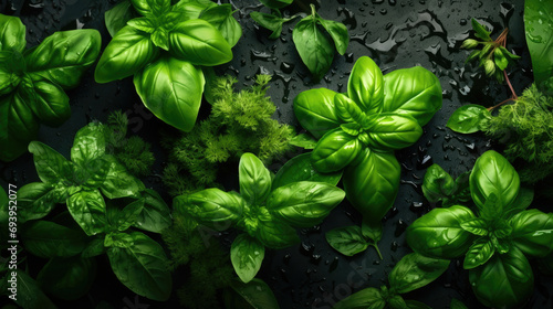 Raw fresh freshness ingredient plant healthy basil leaves organic green herb food