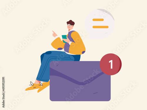 Virtual characters social communication concept business flat vector hand drawn illustration
