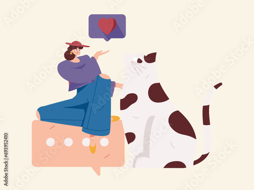 Virtual characters social communication concept business flat vector hand drawn illustration
