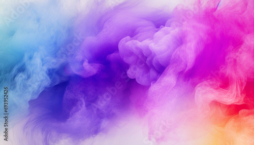 Explosion of vibrant color powder clouds in pink, orange, yellow, blue, and purple hues