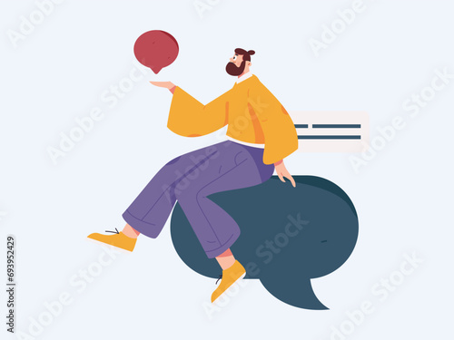 Virtual characters social communication concept business flat vector hand drawn illustration
