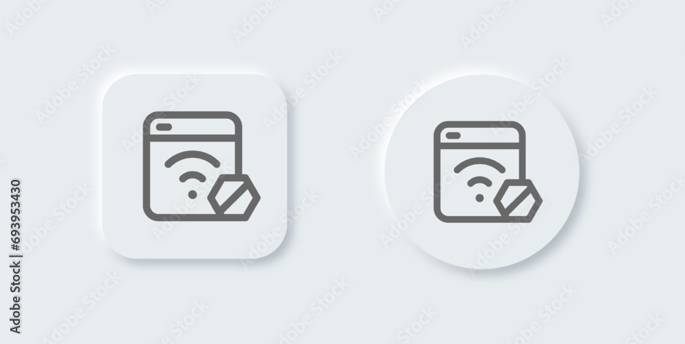 Wifi block line icon in neomorphic design style. Wireless signs vector illustration. Wifi block line icon in neomorphic design style. Wireless signs vector illustration.