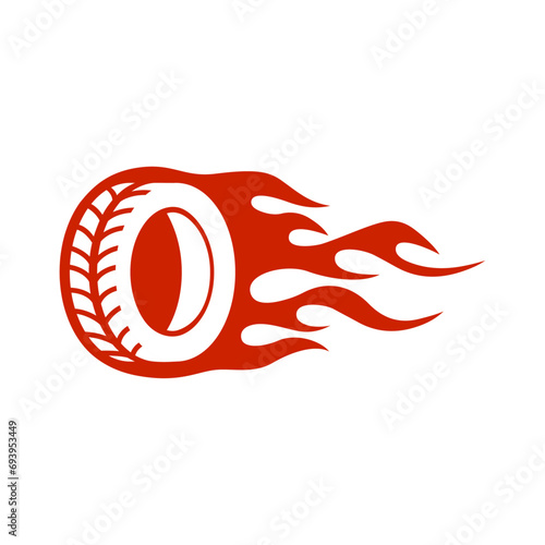 Fire wheels logo concept vector. Car wheel in fire flame.