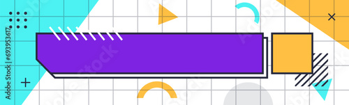 Futuristic element with retro color vector illustration. Vintage lower third video overlay.