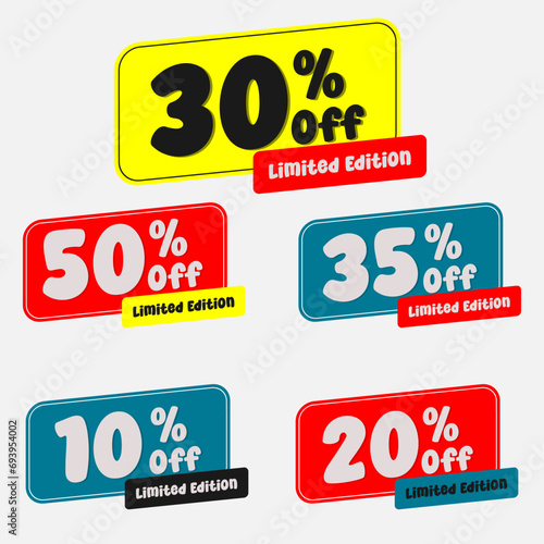 Vector discount banner set design templates,sale labels with different discounts