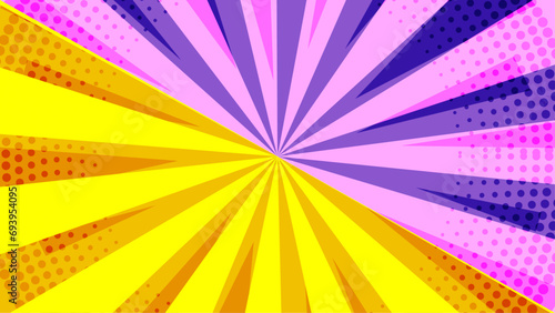 Yellow pink and purple violet vector burst retro background