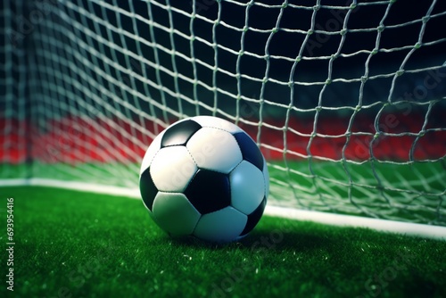 Photograph of a soccer ball entering the goal