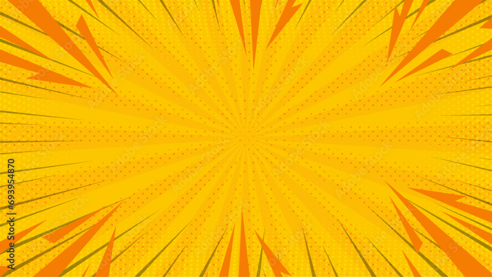 Fototapeta premium Orange and yellow vector retro classic vintage sunburst rays background