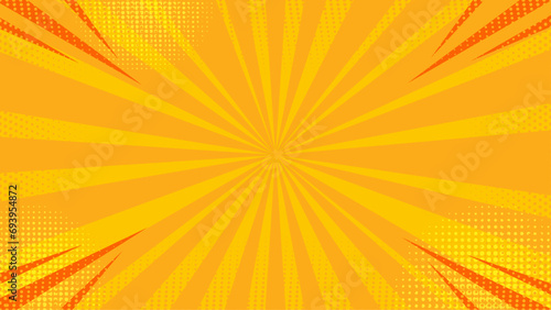 Orange and yellow vector retro sunburst rays background