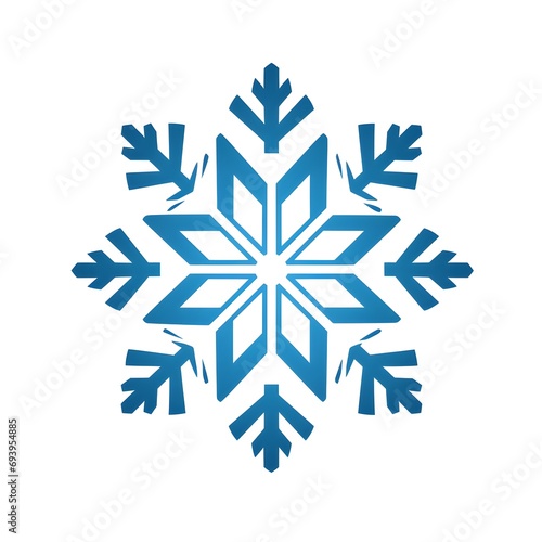 Blue beautiful minimalistic ethereal snowflake icon isolated on white background. New year, Christmas winter design element, frozen symbol, Vector illustration