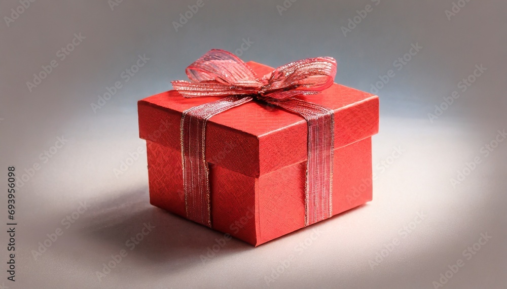Obraz premium Red gift box and white background.