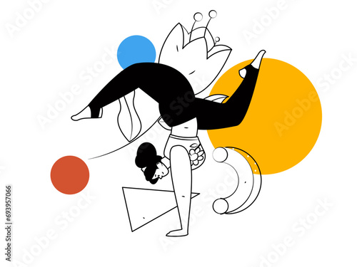 Practicing yoga, physical and mental health, flat vector character concept, operation hand drawn illustration
