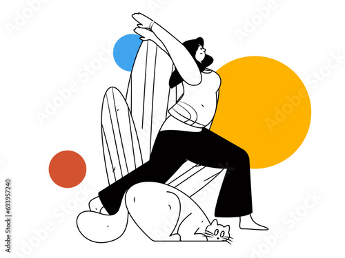 Practicing yoga, physical and mental health, flat vector character concept, operation hand drawn illustration

