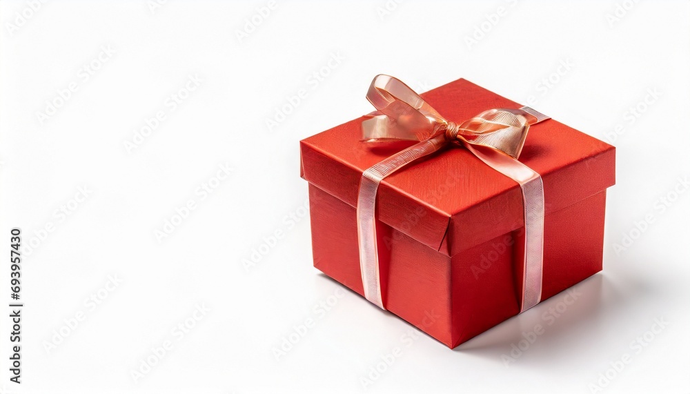 Fototapeta premium Red gift box and white background.