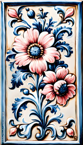 Beautiful Flowers Ceramic Tile Art Illustration
