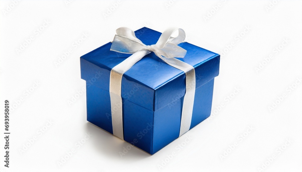 Blue gift box and white background Blue gift box and white background