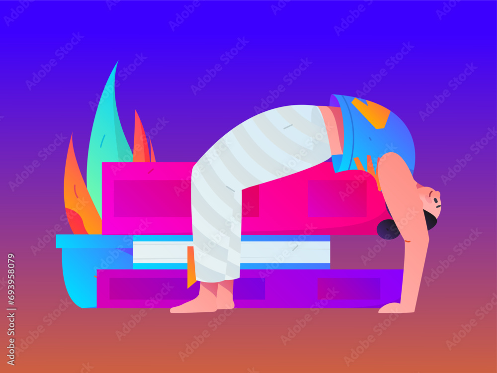 Practicing yoga, physical and mental health, flat vector character concept, operation hand drawn illustration

