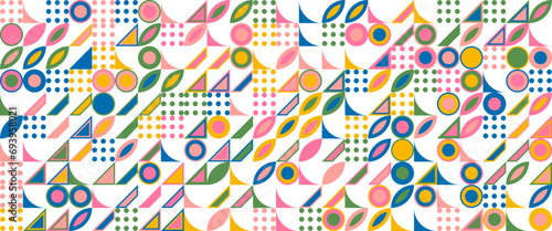 Colorful colourful abstract geometric mosaic banner design with simple shapes
