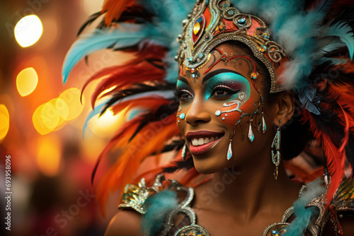 Brazilian carnival - portrait of samba woman dancer © happy_finch